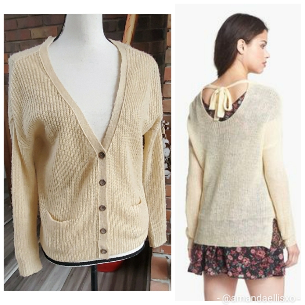Love By Design Open Knit Cardigan with Tie Back